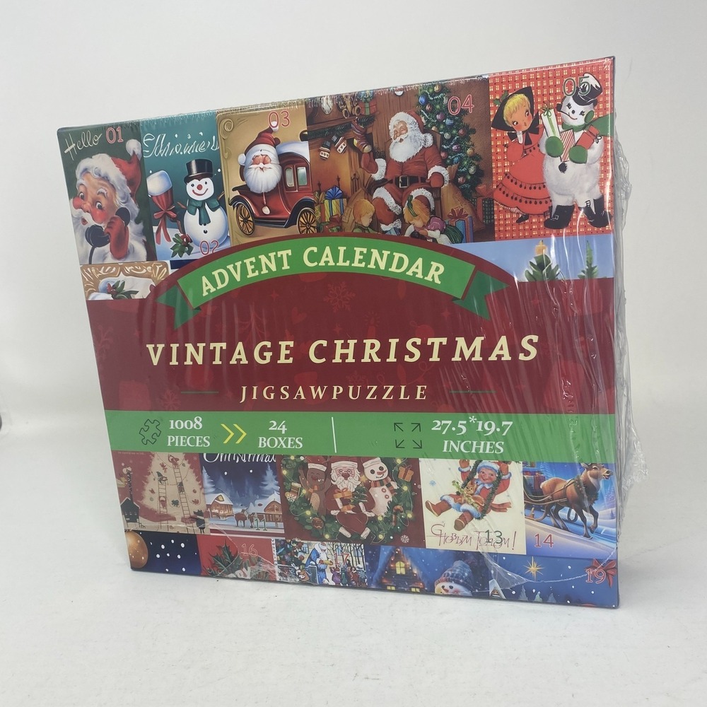 Vintage Christmas 24 Day Countdown Christmas Advent Puzzle, 1008pcs NEW/SEALED